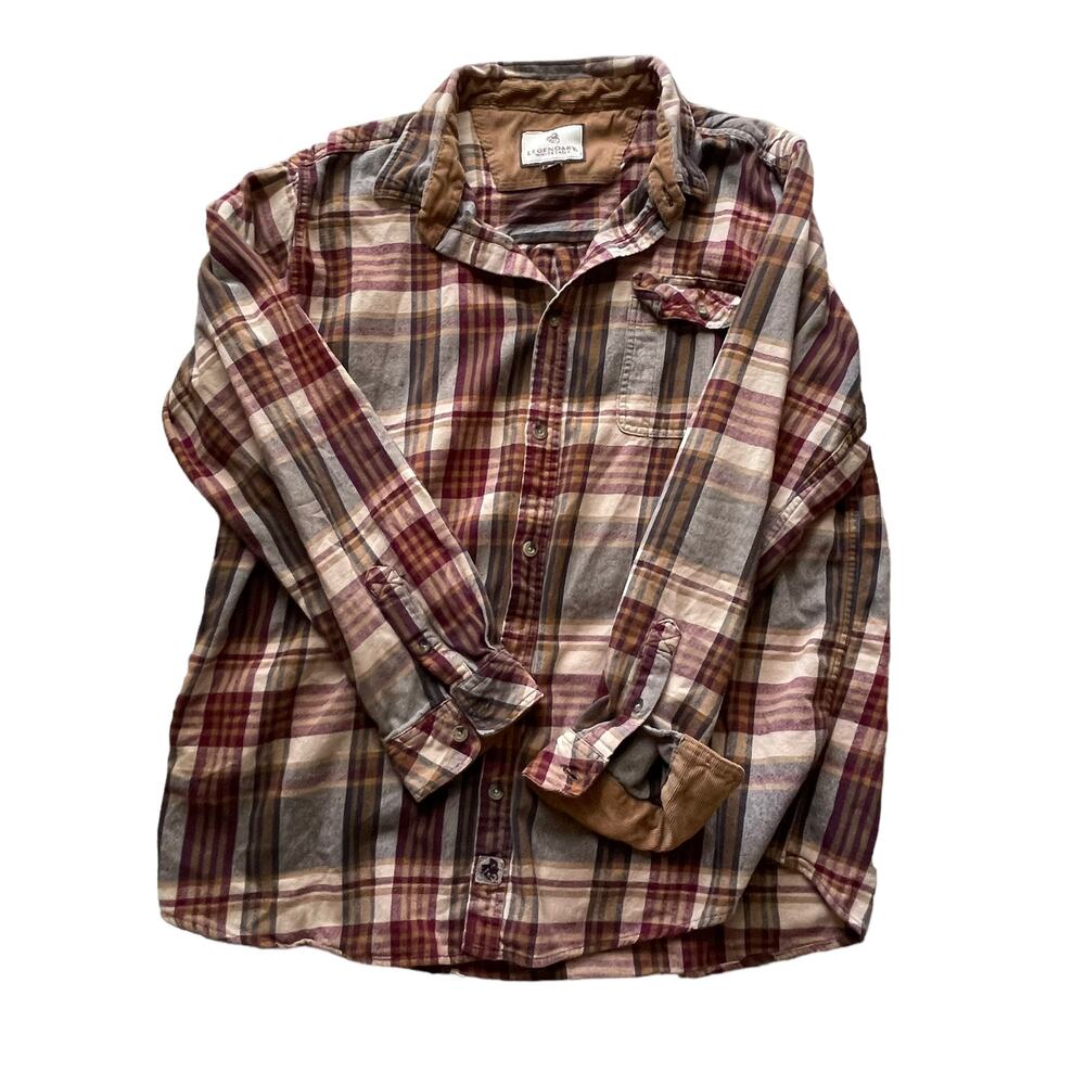 Legendary White Tails Mens Size XL Tall Red Plaid Flannel Western Fall Button Up